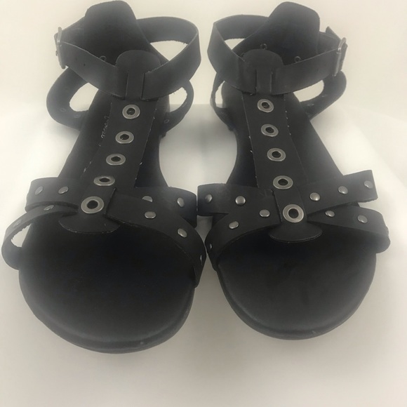 black sandals with silver studs